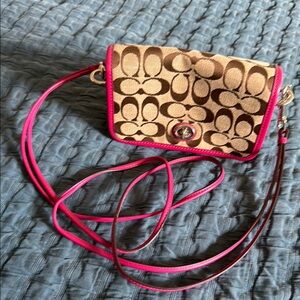 Coach Signature Canvas Crossbody Bag - Pink and Tan NWOT